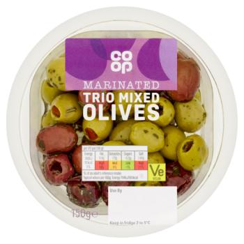 Co-op Marinated Trio Mixed Olives 150g