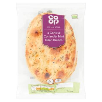 Co Op Indian Style 4 Garlic & Coriander Mini Naan Breads
