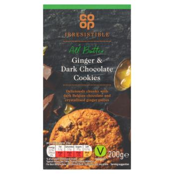 Co-op Irresistible All Butter Ginger & Dark Chocolate Cookies 200g