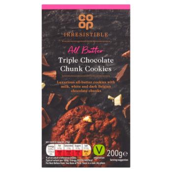 Co-op Irresistible All butter Triple Chocolate Chunk Cookies 200g