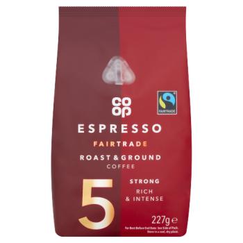 Co-op Fairtrade Espresso Roast & Ground Coffee 227g