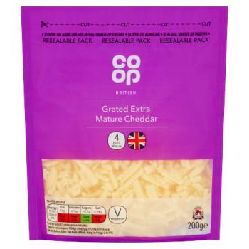 Co-op British Grated Extra Mature Cheddar 200g