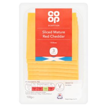 Co-op Scottish Sliced Mature Red Cheddar 8 Slices 150g