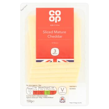 Co-op British Sliced Mature Cheddar 8 Slices 150g