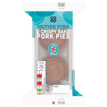 Co-op 2 Crispy Bake Pork Pies 150g