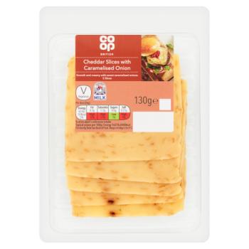 Co-op 5 British Cheddar Slices with Caramelised Onion 130g