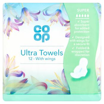 Co-op 12 Ultra Towels with Wings Super