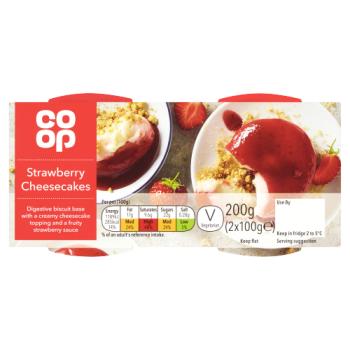Co Op Strawberry Cheesecakes 2 x 100g (200g)