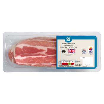 Co-op Outdoor Bred Unsmoked Streaky Bacon 275g