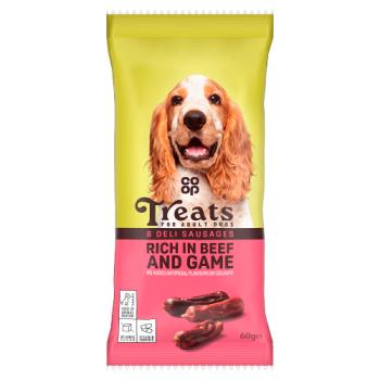 Co-op 8 Deli Sausages Rich in Beef & Game Treats for Adult Dogs 60g