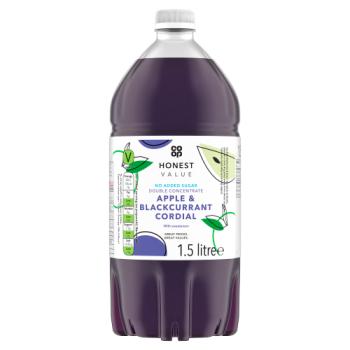 Co-op Honest Value Double Concentrate Apple & Blackcurrant Cordial with Sweeteners 1.5 Litre