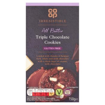 Co-op Irresistible All Butter Triple Chocolate Cookies 150g