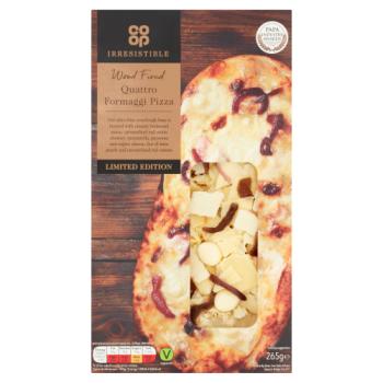 Co-op Irresistible Limited Edition Wood Fired Quattro Formaggi Pizza 265g