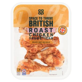 Co-op Space to Thrive British Roast Chicken Drumsticks 450g