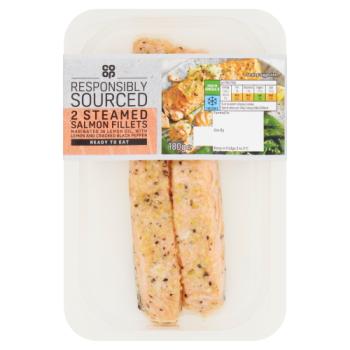 Co-op 2 Steamed Salmon Fillets 180g