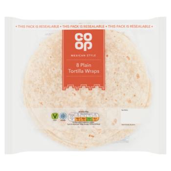 Co-op 8 Plain Tortilla Wraps