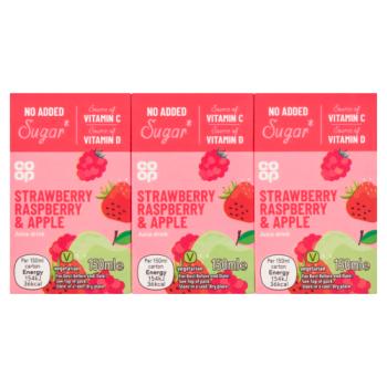 Co-op Strawberry, Raspberry & Apple Juice Drink 3 x 150ml