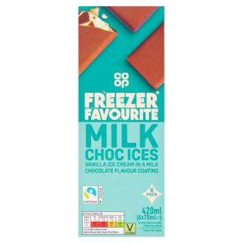 Co-op Milk Choc Ices 6 x 70ml (420ml)