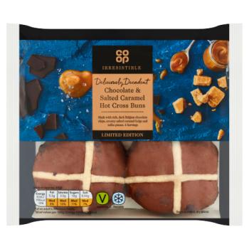 Co-op Irresistible Limited Edition Chocolate & Salted Caramel Hot Cross Buns