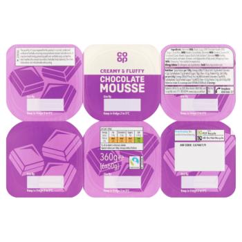 Co-op Chocolate Mousse 6 x 60g (360g)