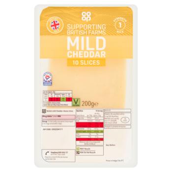 Co-op 10 Mild Cheddar Slices 200g