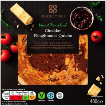 Co-op Irresistible Hand Finished Cheddar Ploughman's Quiche 400g