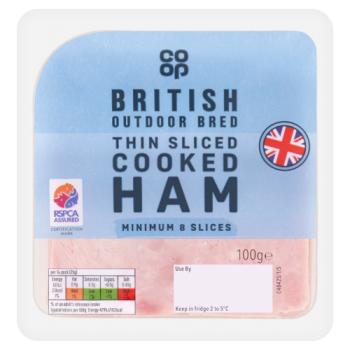 Co-op British Outdoor Bred Thin Sliced Cooked Ham 100g