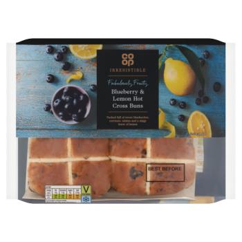 Co-op Irresistible Blueberry & Lemon Hot Cross Buns