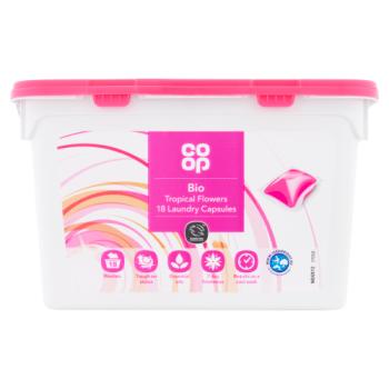 Co-op Bio Tropical Flowers Laundry Capsules 18 x 17ml (306ml)