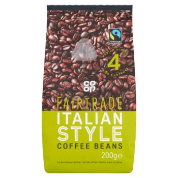 Co-op Fairtrade Italian Style Coffee Beans 200g