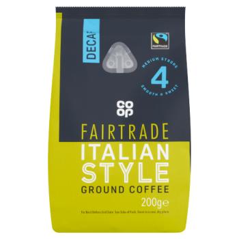 Co-op Fairtrade Italian Style Ground Decaf Coffee 200g