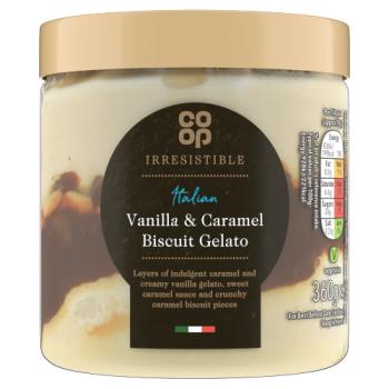 Co-op Irresistible Italian Vanilla & Caramel Biscuit Gelato 360g