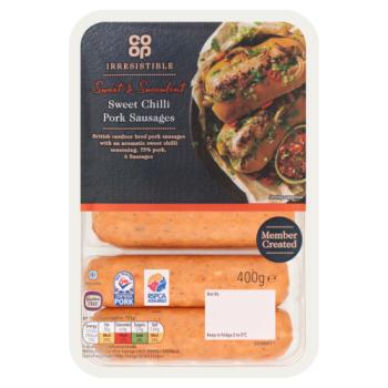 Co-op Irresistible 6 Sweet Chilli Pork Sausages 400g