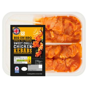 Co-op Big On BBQ Space to Thrive Sweet Chilli Chicken Kebabs 270g