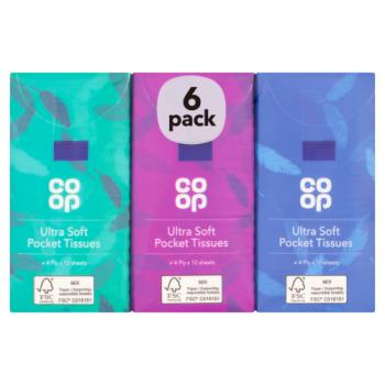 Co-op 6 Ultra Soft Pocket Tissues