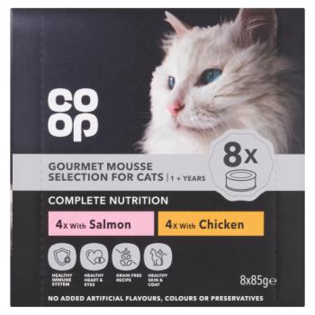 Co-op Gourmet Mousse Selection for Cats 1 + Years 8 x 85g