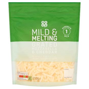 Co-op Mild & Melting Grated Mozzarella & Cheddar 250g