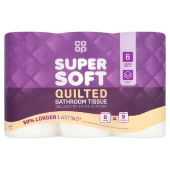Co-op Super Soft Quilted Bathroom Tissue 6 Longer Rolls