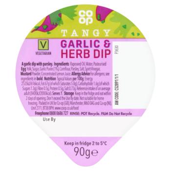 Co-op Tangy Garlic & Herb Dip 90g