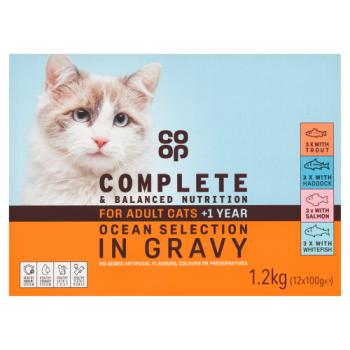 Co-op Complete & Balanced Nutrition Ocean Selection in Gravy for Adult Cats +1 Year 12 x 100g (1.2kg