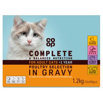 Co-op Poultry Selection in Gravy for Adult Cats +1 Year 12 x 100g (1.2kg)