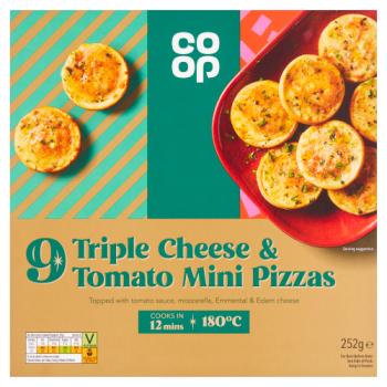 Co-op 9 Triple Cheese & Tomato Mini Pizzas 252g