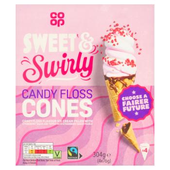 Co-op Candy Floss Cones 4 x 76g (304g)