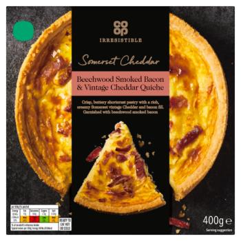Co-op Irresistible Beechwood Smoked Bacon & Vintage Cheddar Quiche 400g
