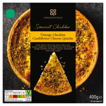 Co-op Irresistible Vintage Cheddar Cauliflower Cheese Quiche 400g