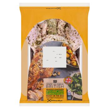 Co-op Space to Thrive British Whole Chicken with Pork, Sage & Onion Stuffing Roast in the Bag 1.7kg