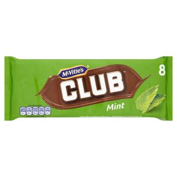 Mcvitie's Club Mint Chocolate Biscuit Bars 8pk