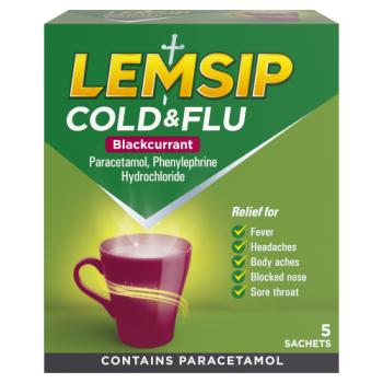Lemsip Cold & Flu Blackcurrant 5 Sachets