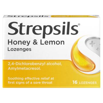 Strepsils Honey & Lemon Lozenges x16 for Sore Throat 