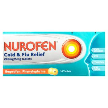 Nurofen Cold & Flu Relief 200mg/5mg Tablets 16 Tablets
